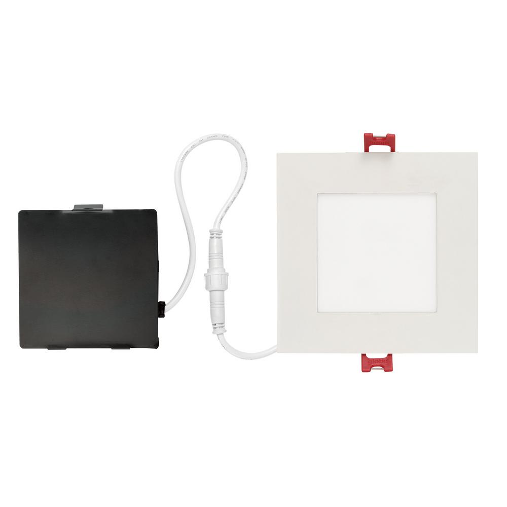 GlobeElectric Designer Ultra Slim Square 4 in. White Integrated LED Recessed Kit
