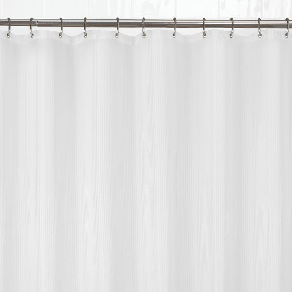 Zenna Home 72 in. W X 70 in. L Solid Waterproof Cotton Fabric Shower Curtain Liner in White