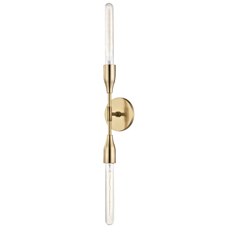 -Two Light Wall Sconce in Style-4.75 Inches Wide by 29.75 Inches High-Aged Brass Finish Mitzi H116102-Agb